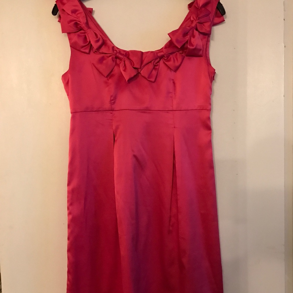 Pink silky mini dress with bow details